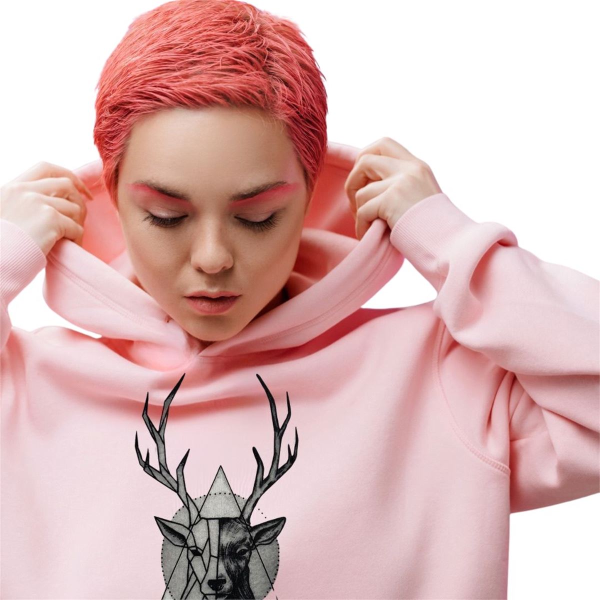 DEER%20KADIN%20SWEATSHIRT%20PEMBE%20RENK