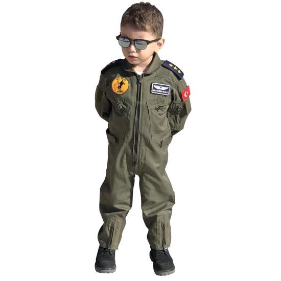 Çocuk Pilot Tulumu Haki Yeşil