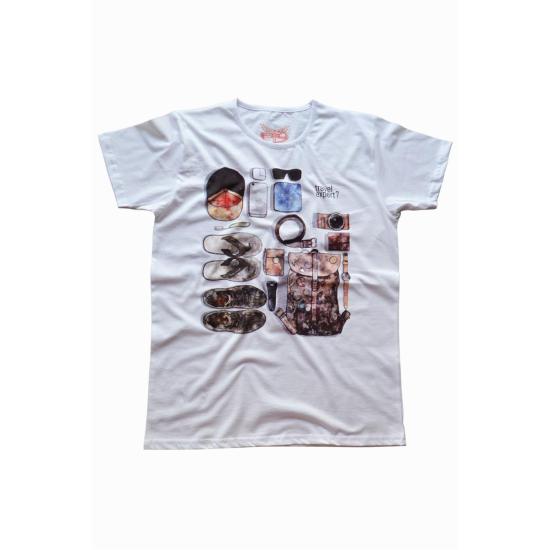 Tatil Kısa Kollu Erkek T-shirt - Beyaz