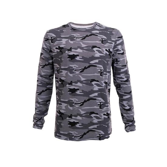 Kamuflaj Erkek Uzun Kollu T-Shirt - Gri