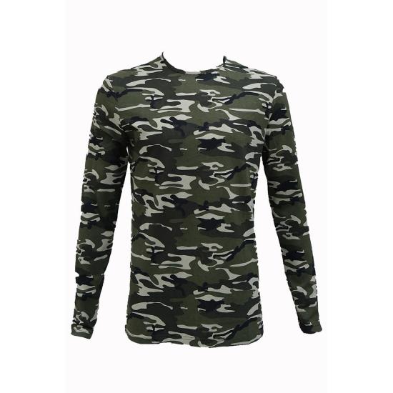 Kamuflaj Erkek Uzun Kollu T-Shirt - yeşil
