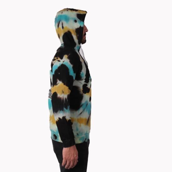 Diomand Kapşonlu Fermuarlı Batik Boyama Sweatshirt - Renkli