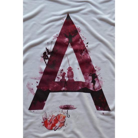A Harfi Kadın Kısa Kollu T-Shirt - Beyaz