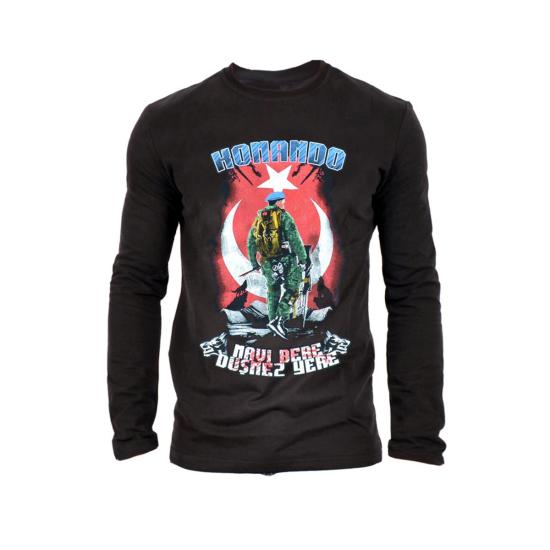 Komando Erkek Uzun Kollu Sweatshirt - Siyah