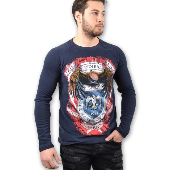 Hava Kuvvetleri Baskılı Erkek Uzun Kollu Sweatshirt - Lacivert