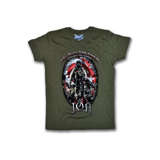 Jandarma Özel Harekat Kadın Kısa Kollu T-shirt - Haki Yeşil