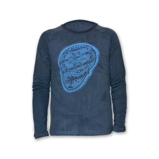 Polis Logo Erkek Uzun Kollu Sweatshirt - Mavi