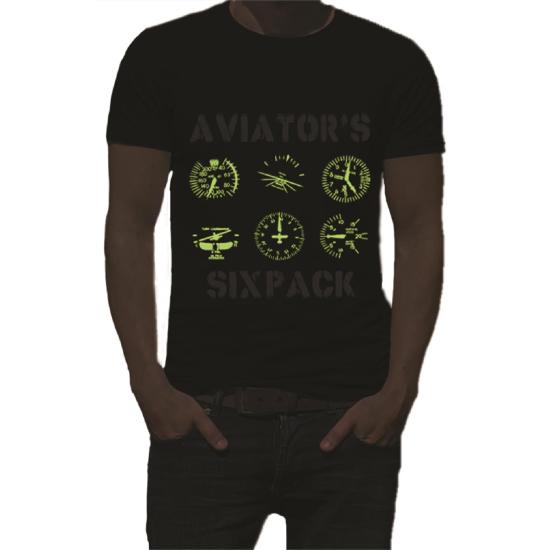 Six Pack Glow In Dark Erkek Kısa Kollu T-Shirt - Siyah