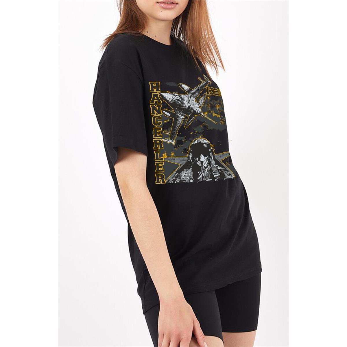 132%20Filo%20Hançerler%20Kısa%20Kollu%20Kadın%20T-shirt%20Özel%20Üretim%20-%20Siyah