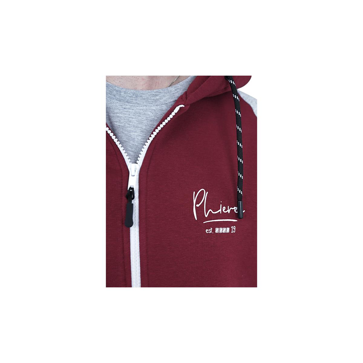 DIOMAND%20KAPŞONLU%20ERKEK%20SWEATSHIRT-%20GRI/BORDO